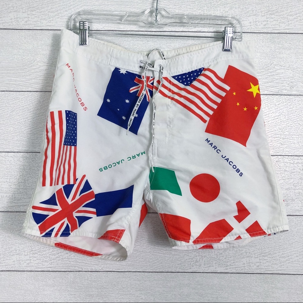 Rare Marc Jacobs International Flag‎ Designer Swim Trunks Size Medium